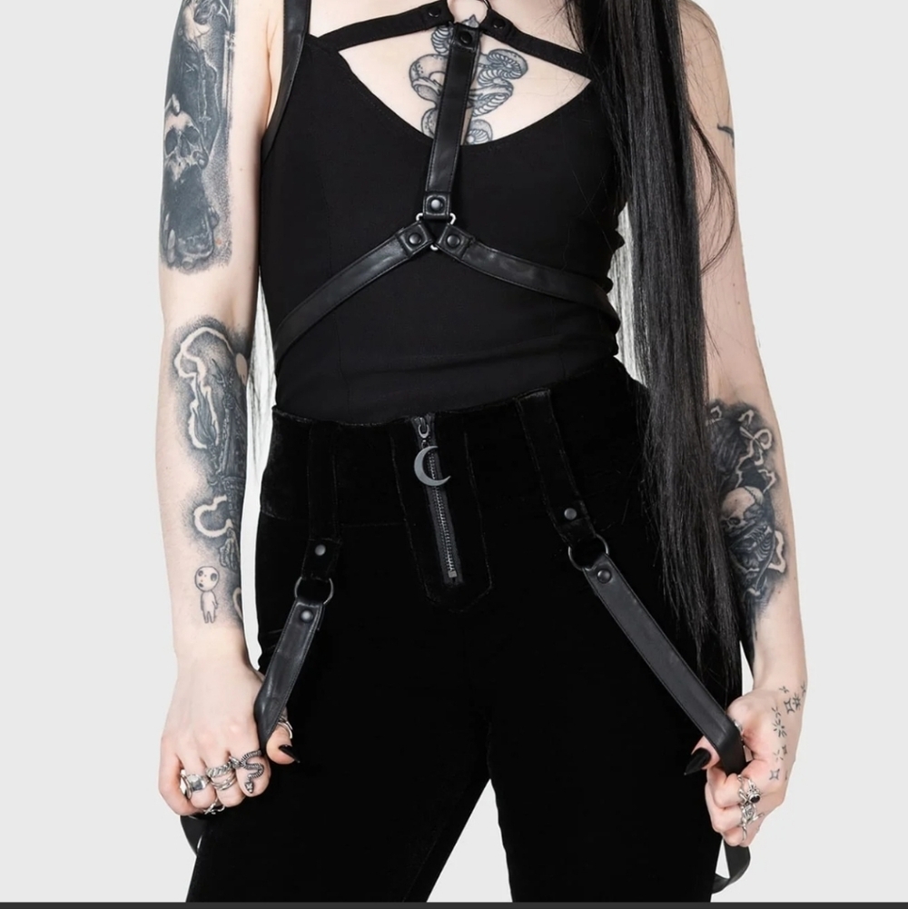 Killstar Black Strap Detail Pants - Picture 4 of 6